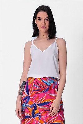 REGATA ALÇA FINA CREPE OFF WHITE LARISSA