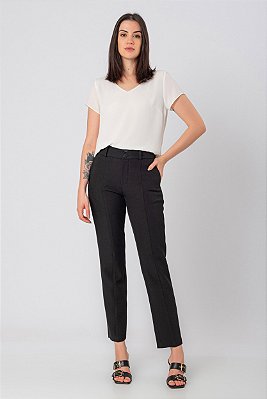 BLUSA MANGA CURTA CREPE DECOTE V OFF WHITE CLARA ESSENTIAL