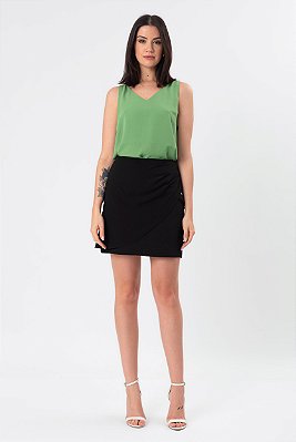 SAIA CURTA CREPE PRETO ANGEL