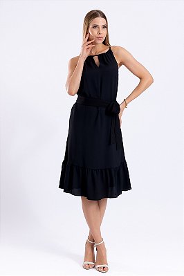 VESTIDO CREPE PRETO ANA BEATRIZ