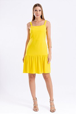 VESTIDO CURTO CREPE AMARELO CAMÉLIA