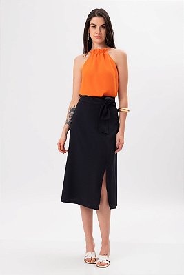 SAIA MIDI CREPE AZUL MARINHO NEW ANGEL