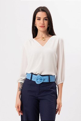 BLUSA CREPE OFF WHITE MIRELLA