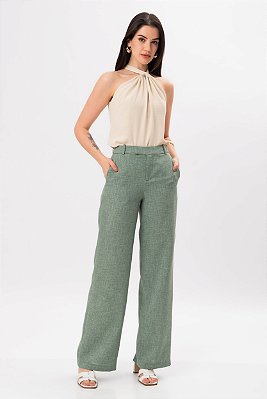 CALÇA RETA CREPE VERDE DEB MAYRA