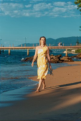 VESTIDO SOLAR AMARELO ESTAMPADO