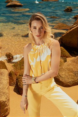 REGATA SOLAR AMARELO ESTAMPADO
