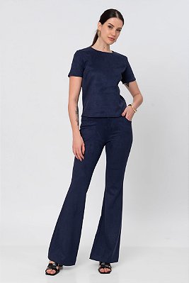 CALÇA FLARE SUEDE SABRINA MARINHO