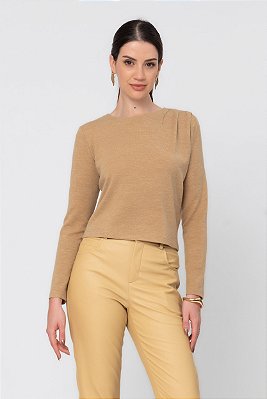 BLUSA MANGA LONGA FRANÇA BEGE