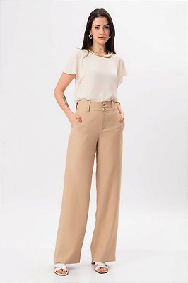 CALÇA RETA NEW PAOLA BEGE