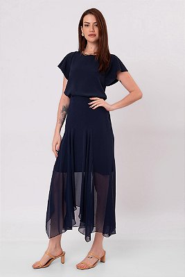 SAIA MIDI HANNA AZUL MARINHO