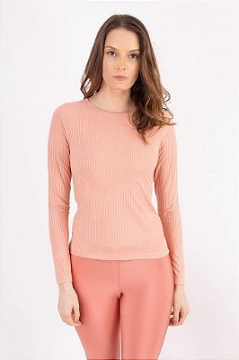 BLUSA CANELADA SUEDE NUDE