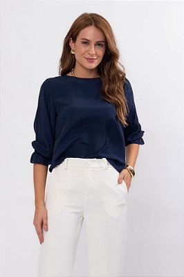 BLUSA 3/4 ITALIA AZUL MARINHO