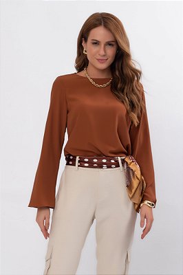 BLUSA MANGA LONGA FRANÇA CARAMEL