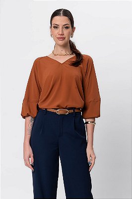 BLUSA NEW MANGA 3/4 FRANÇA RUSTIC CARAMEL