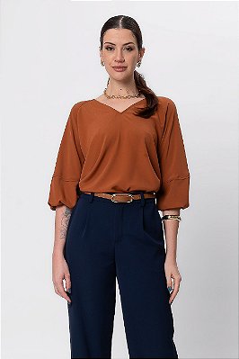 BLUSA NEW MANGA 3/4 FRANÇA RUSTIC CARAMEL