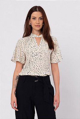 BLUSA MANGA CURTA NEO MINIMAL CARAMEL