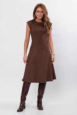 VESTIDO MIDI SUEDE BIA CHOCOLATE SAUCE