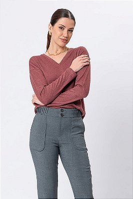 BLUSA DECOTE V MANGA LONGA NOSTALGIC ROSE