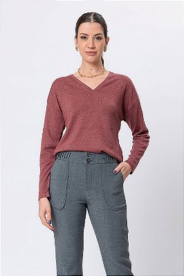 BLUSA DECOTE V MANGA LONGA NOSTALGIC ROSE