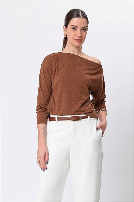 BLUSA OMBRO MANGA LONGA MALU RUSTIC CARAMEL