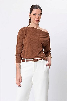 BLUSA OMBRO MANGA LONGA MALU RUSTIC CARAMEL
