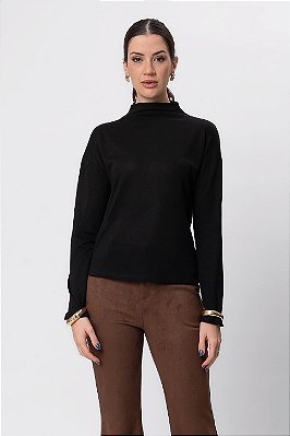 BLUSA GOLA MANGA LONGA MALU PRETO