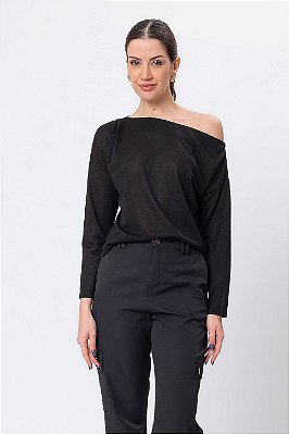 BLUSA OMBRO MANGA LONGA MALU PRETO