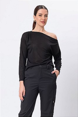 BLUSA OMBRO MANGA LONGA MALU PRETO