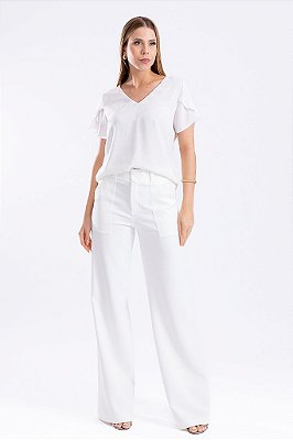 CALÇA RETA CREPE OFF WHITE DORA
