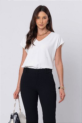 BLUSA DECOTE V HELENA OFF WHITE