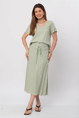 SAIA MIDI LINEN CLARA CALMING GREEN