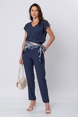 CALÇA SLIM MARINA AZUL MARINHO