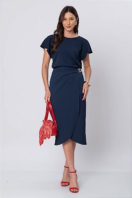 SAIA MIDI LUMA AZUL MARINHO