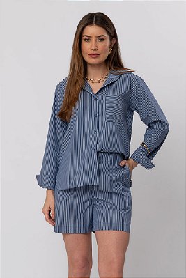 CAMISA MARIA JÚLIA TRICOLINE AZUL MARINHO