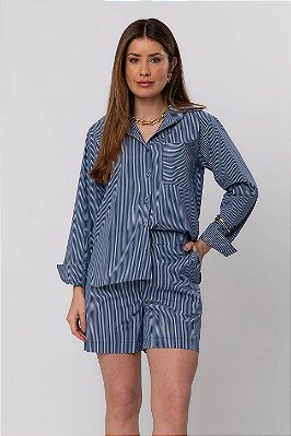 CAMISA MARIA JÚLIA TRICOLINE AZUL MARINHO