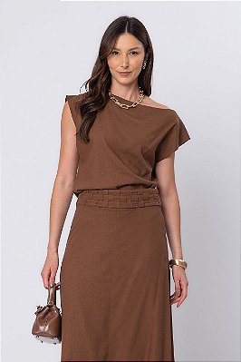 BLUSA LINEN FLORA MARROM