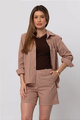 CAMISA MARIA JÚLIA TRICOLINE MARROM