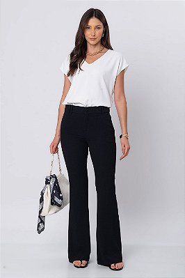 CALÇA FLARE CREPE CAROL PRETO