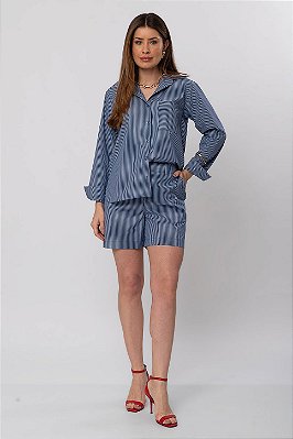 SHORT MARIA JÚLIA TRICOLINE AZUL MARINHO