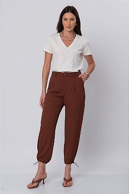 Calça Ester Harem Marrom Feminina
