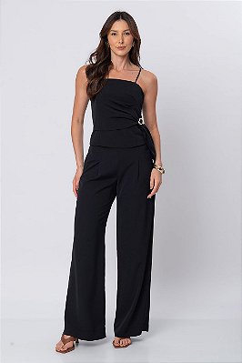 Calça Pantalona Nina Preto Feminina