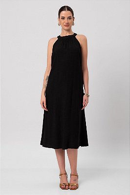 Vestido Linen Camille Preto Feminino