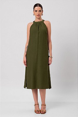 Vestido Linen Camille Intense Green Feminino