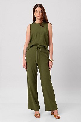Calça Linen Camille Intense Green Feminina