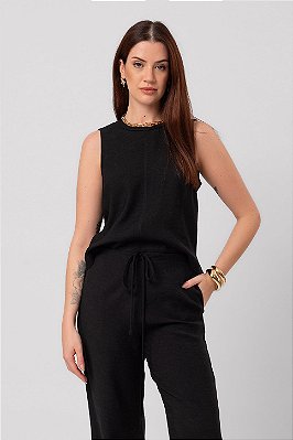 Regata Linen Camille Preto Feminina