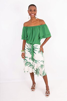 Saia Midi New Tropical Feminina