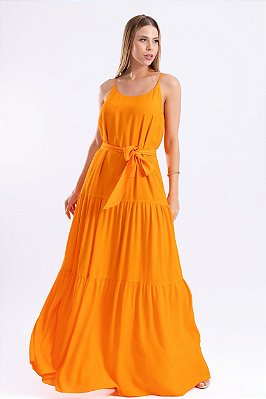 Vestido Longo Viscose Mel Feminino