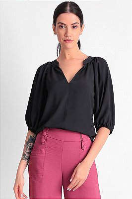 Blusa Manga 3/4 Crepe Ayla Feminina