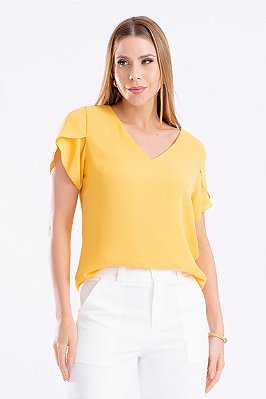 Blusa Crepe Manga Curta Lia Feminina