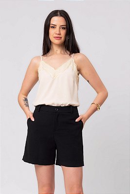 Regata Crepe Renda Cecília Feminina